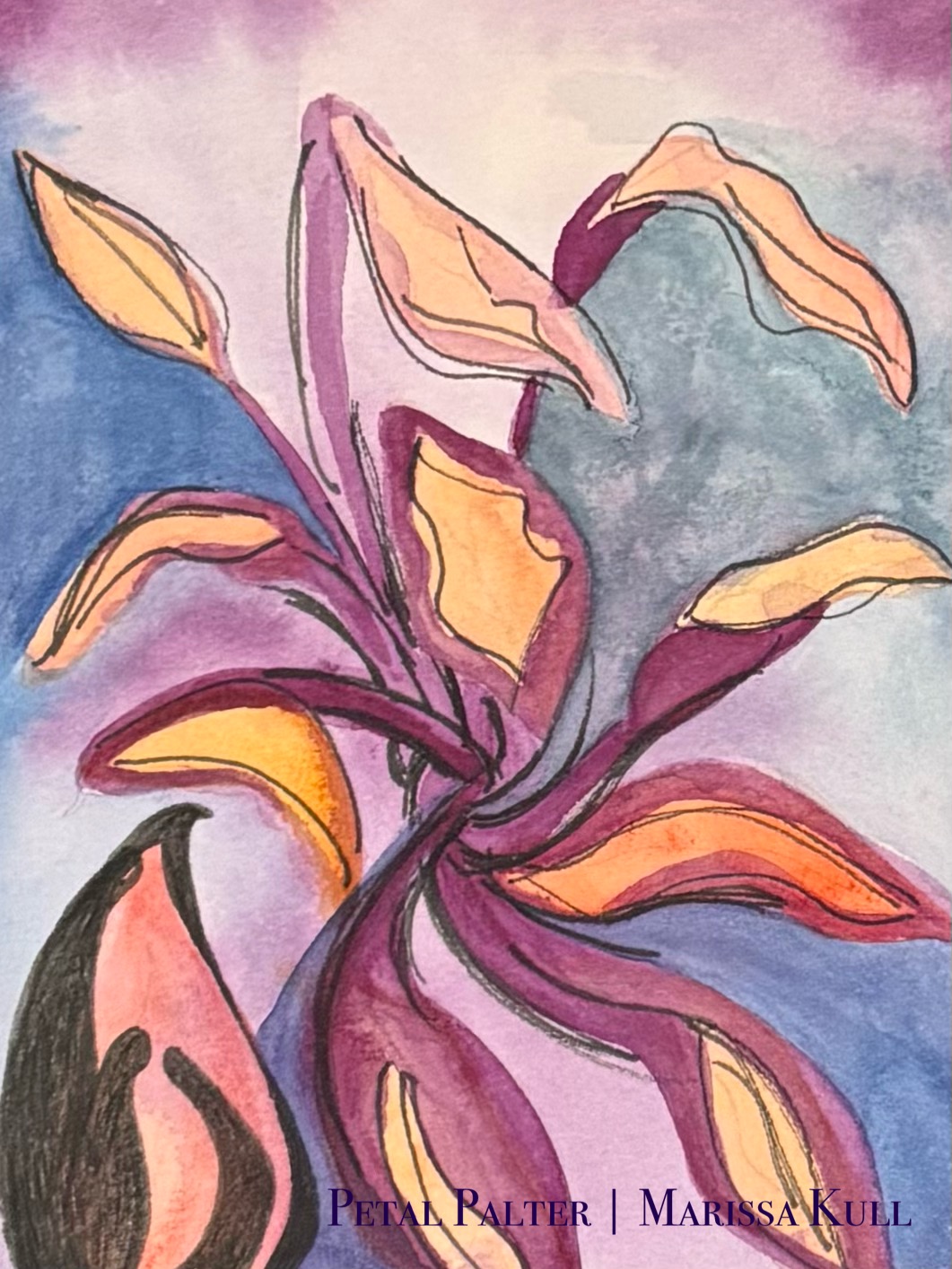 Moody peach and purple flowers.