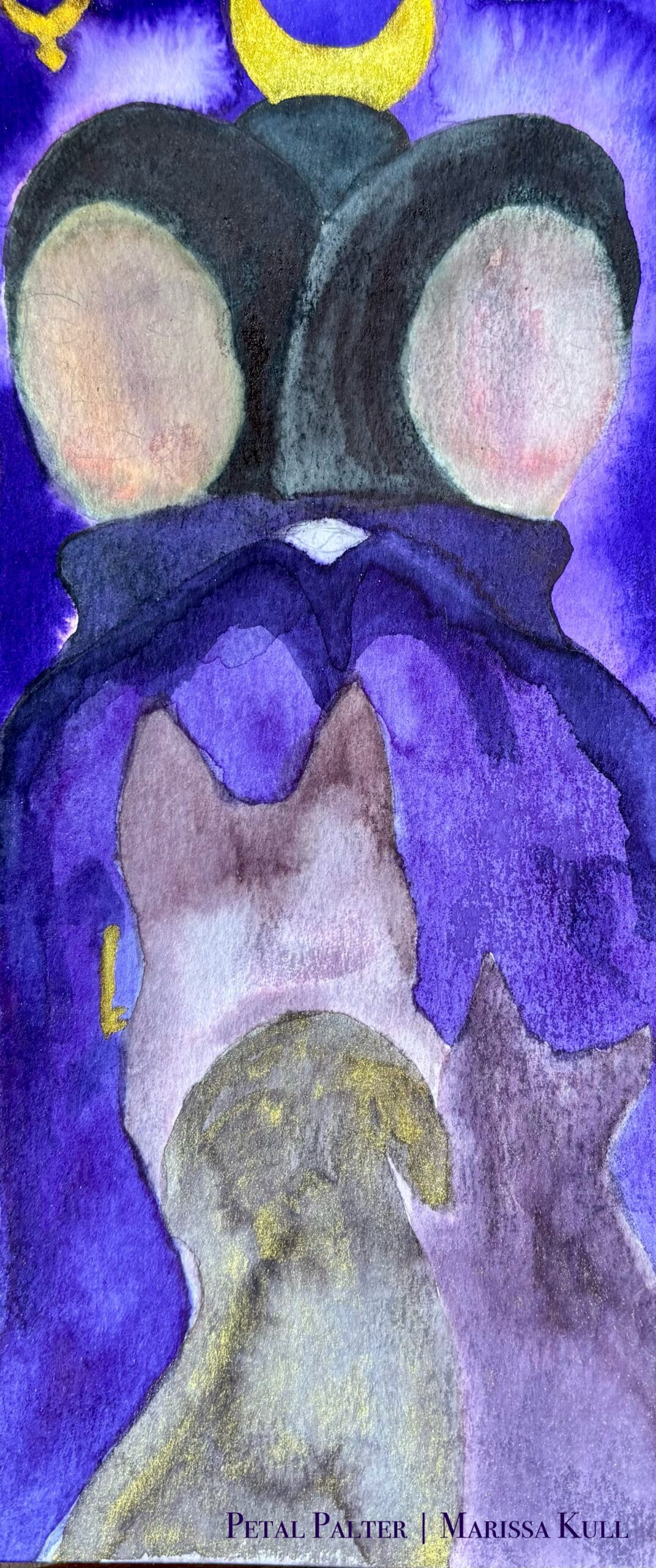 Three animals looking toward a triple goddess.