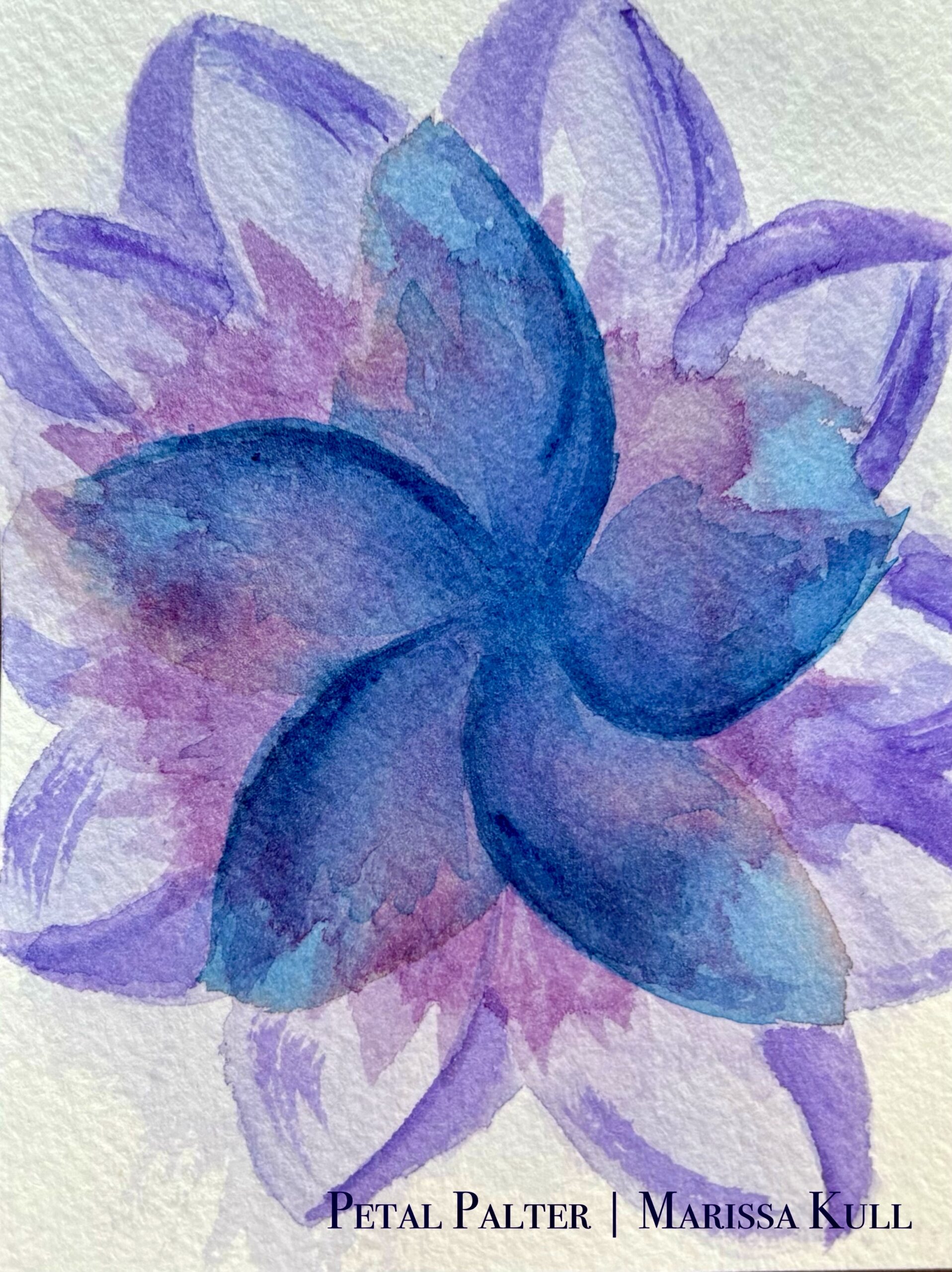 Layered flowers in blues and purples